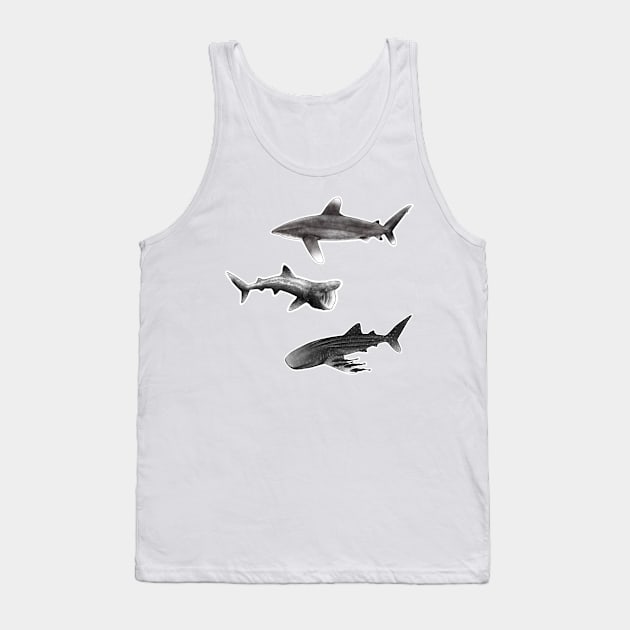 Sharks : Oceanic Whitetip, Basking Shark, Whale Shark Tank Top by MoanaMatron